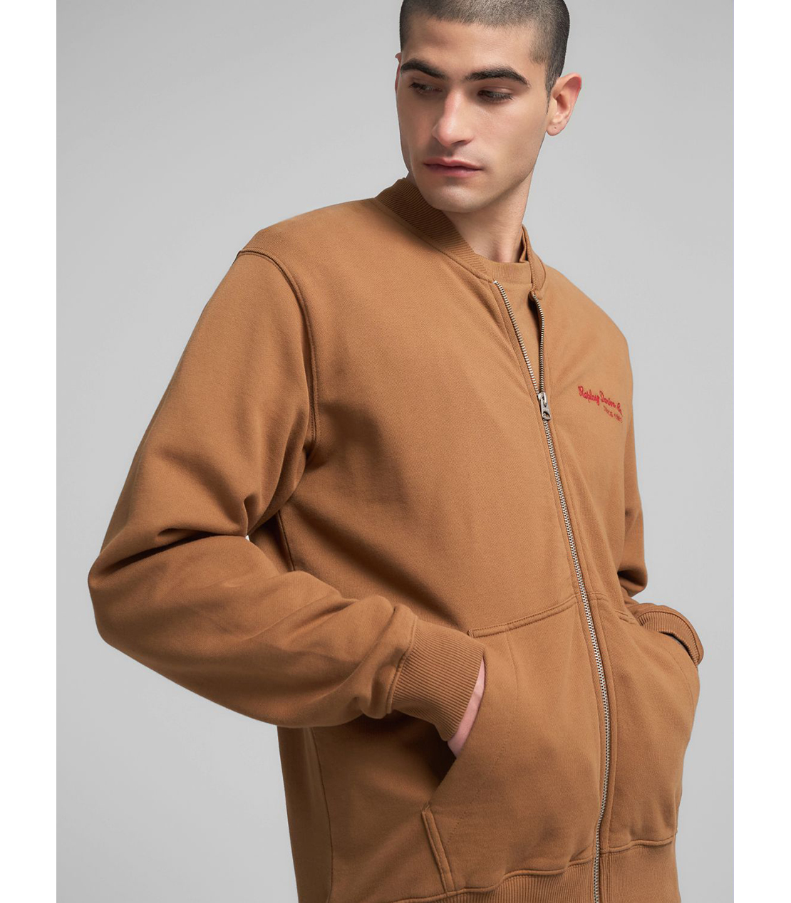 レタリング刺しゅう フルジップスウェットシャツ 詳細画像 ブランデー 7